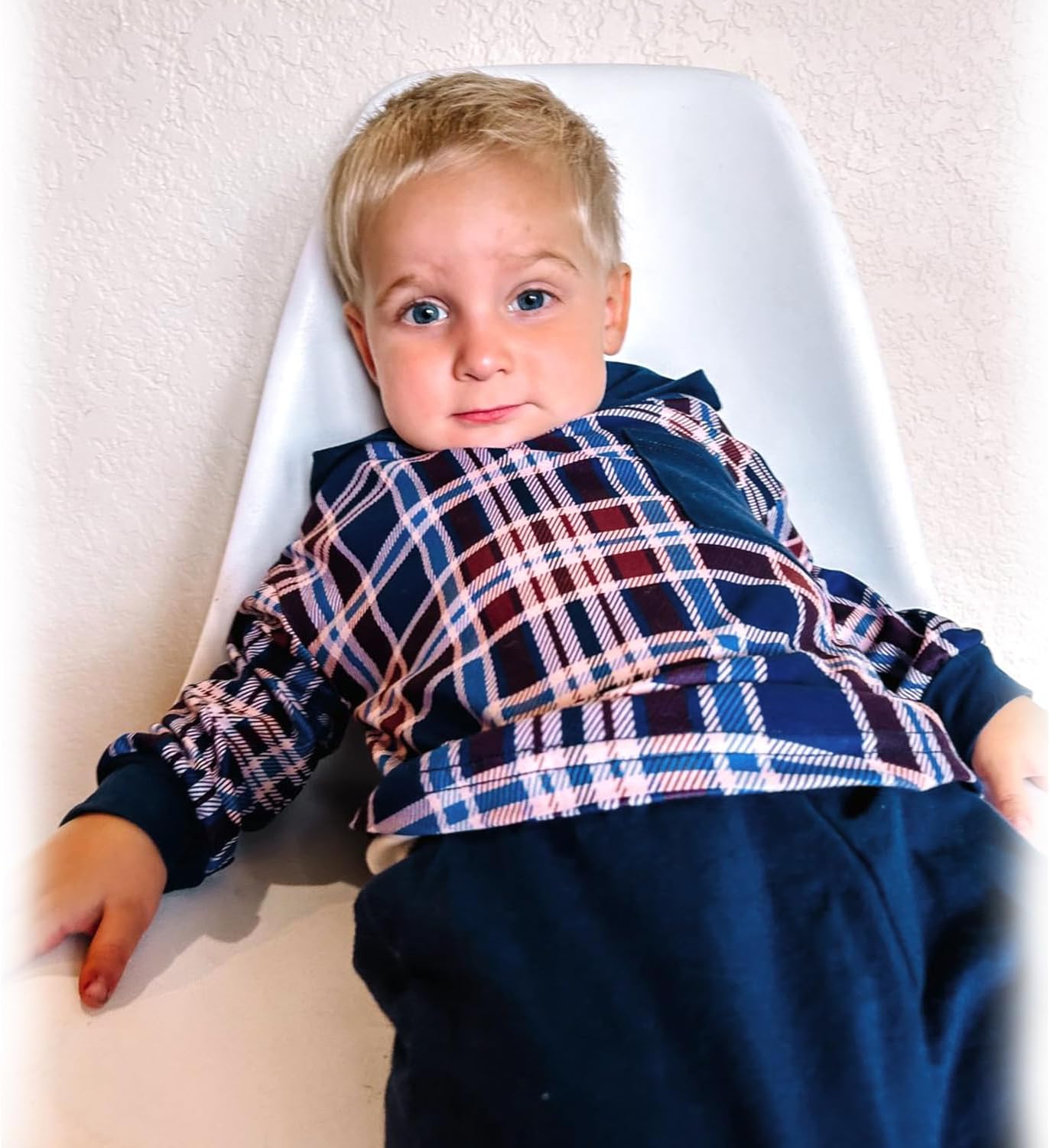 HINTINA Toddler Little Boy Plaid Sweatsuit Outfits Long Sleeve Hooded Sweatshirt Hoodie Fall Winter Clothes Clothing Set