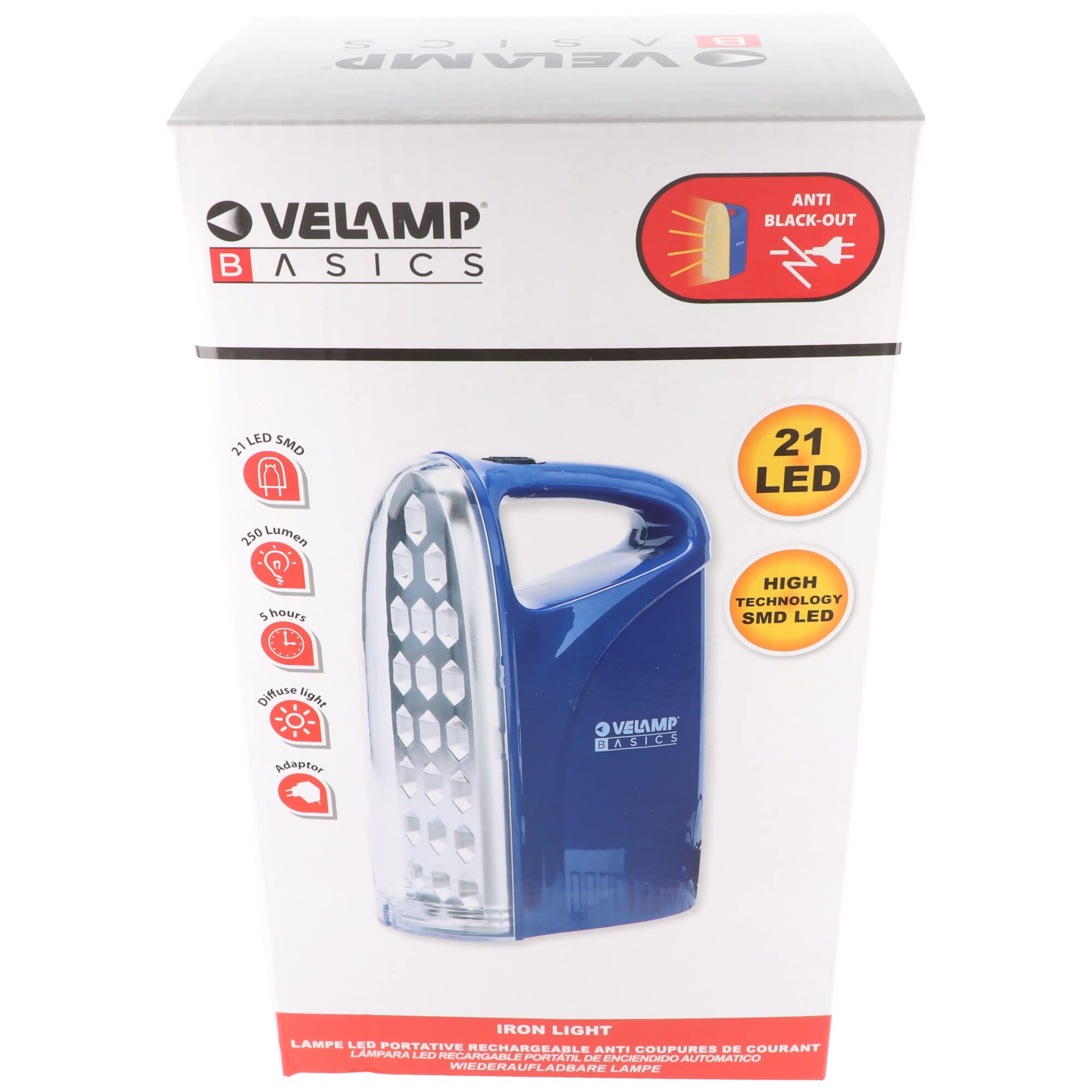 Lampada Di Emergenza Portatile VELAMP IR312 - 250 Lumen, Ricaricabile, Con Anti Blackout Auto, Leggera E Compatta - Foto 8