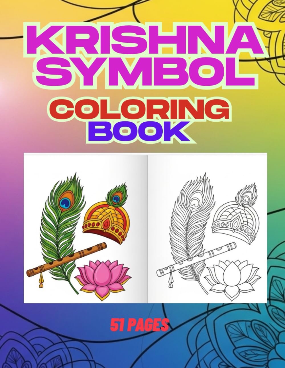 Krishna Symbol Coloring Book: Sacred Symbols of Lord Krishna for Meditation and Relaxation (Krishna Coloring Book)
