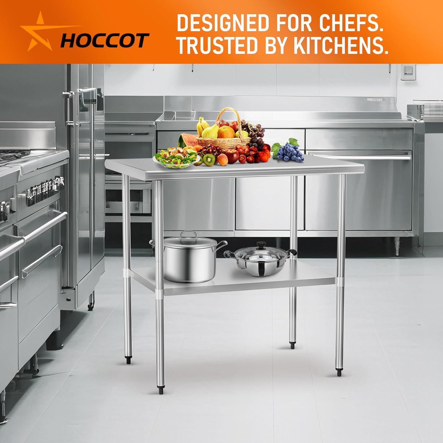 Stainless Steel Table for Food Prep & Work 30 x 36 inches Utility Table with Adjustable Undershelf, Commercial Workstation in Kitchen, Garage, Outdoor BBQ