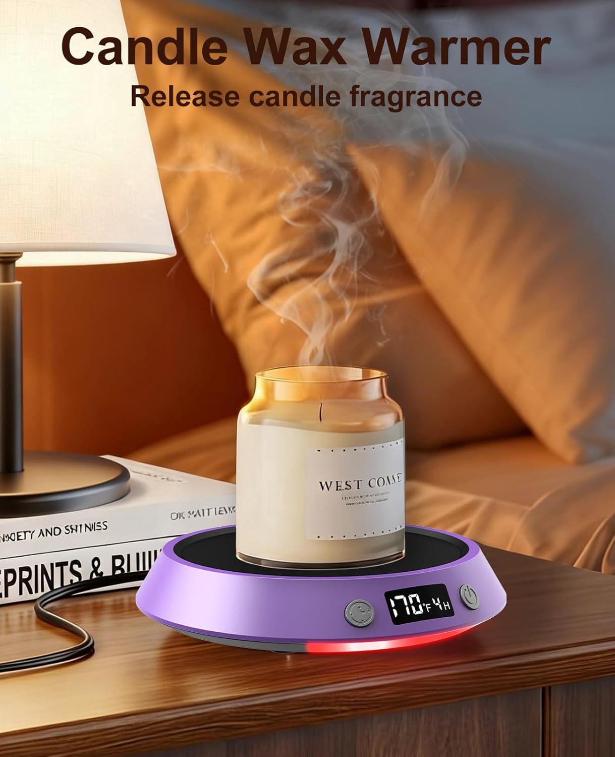 Kepwam Coffee Mug Warmer - 50W Electric Coffee Warmer for Desk 3 Temp Settings & 2-9 Timer Smart Cup Warmer for Desk Candle Warmer Plate with LED Lights Beverage Tea Milk Warmer for Home & Office