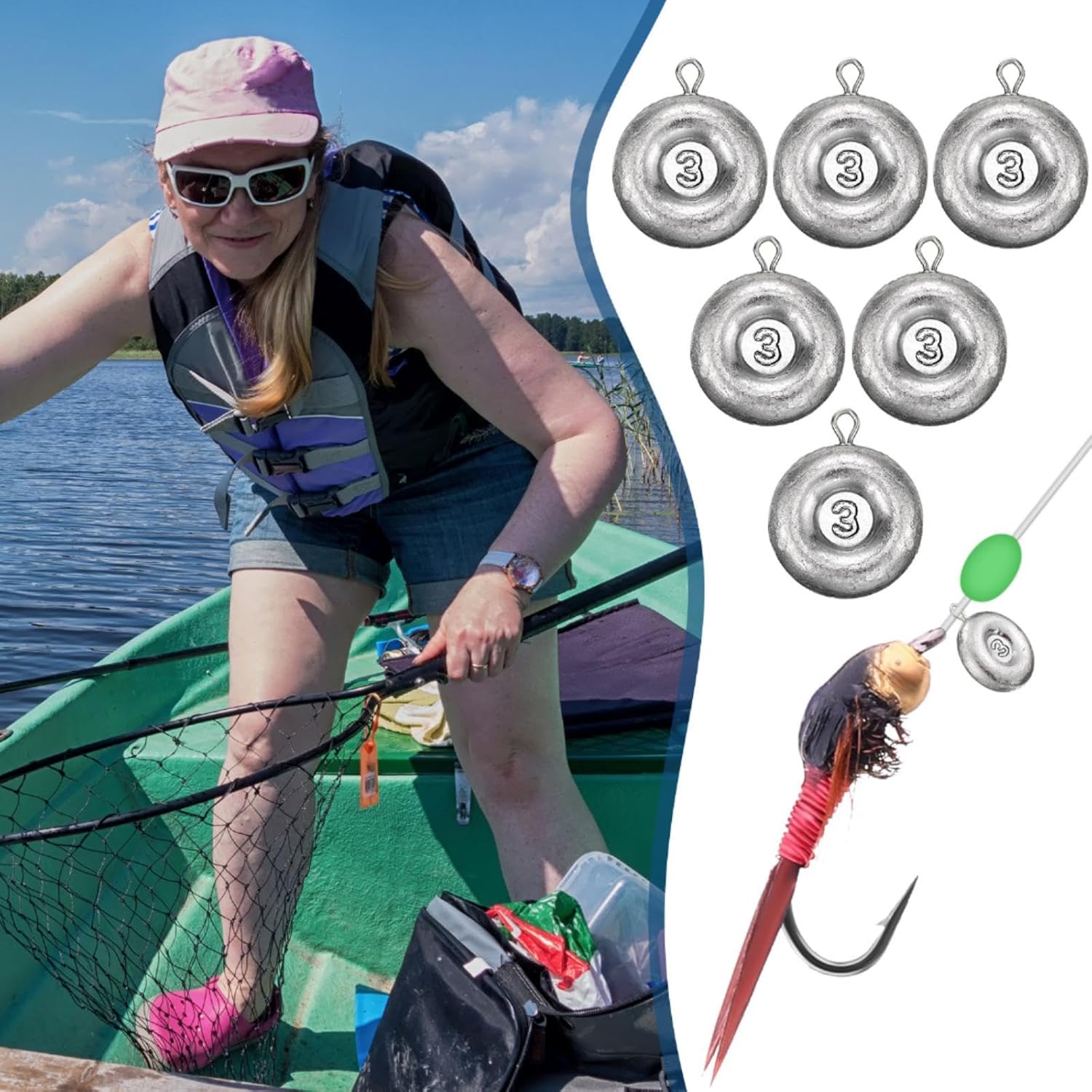 36 Pieces Fishing Disc Sinkers Weights Disc Sinker Fishing Sinkers Weights for Saltwater Catfishing Trolling Surf Tackle