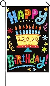Happy Birthday Garden Flag Cartoon Double-sided Printing Flags Happy Birthday Garden Banner Linen Outdoor Lawn Signs Birthday House Sign Poster Party Flags Decorations For home Outdoor Suitable For Birthday Party (12 X 18 Inches)