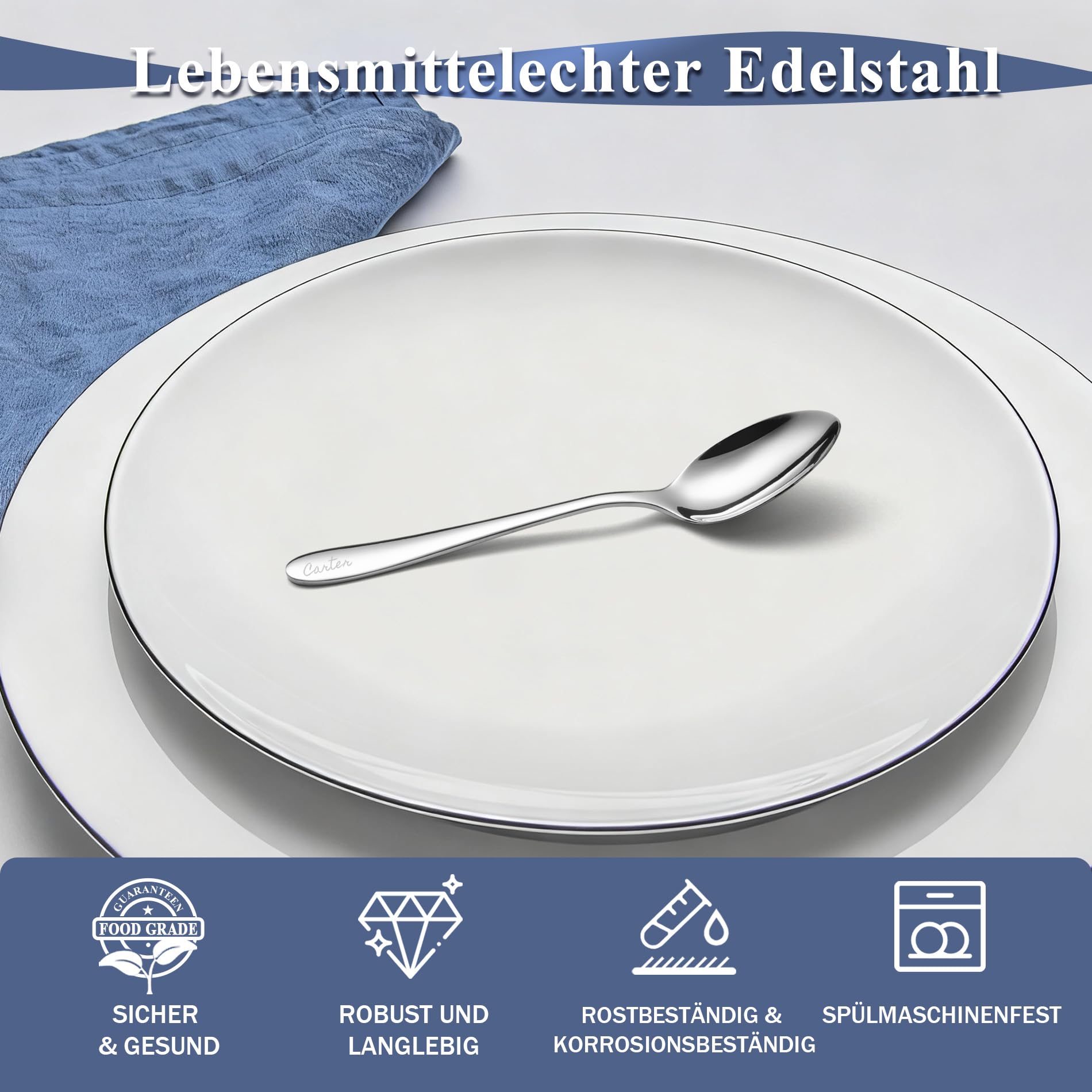 personalisierbarer Kaffeelöffel mit Gravur, 12 Stück Löffelset,13cm
