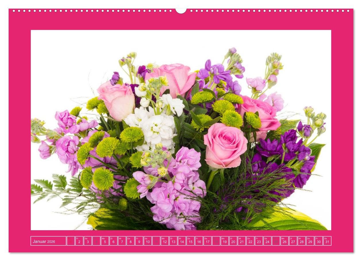 Für jeden Monat ein Dankeschön an Dich! - 12 Blumensträuße (hochwertiger Premium Wandkalender 2026 DIN A2 quer), Kunstdruck in Hochglanz: 12 schöne Blumensträuße (CALVENDO Natur)