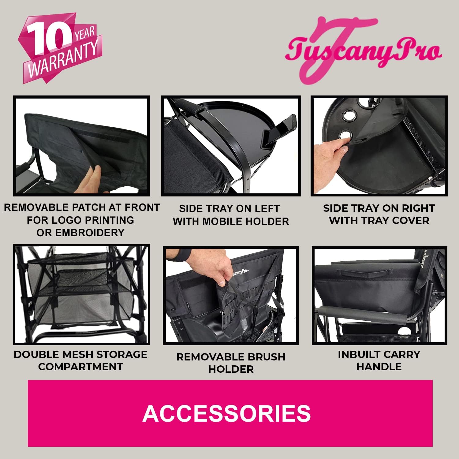 Adjustable Height Chair with Carry Bag - Portable Makeup Artist & Hairstylist Chair - Perfect for Makeup, Salons, Movie Sets - Italian Design