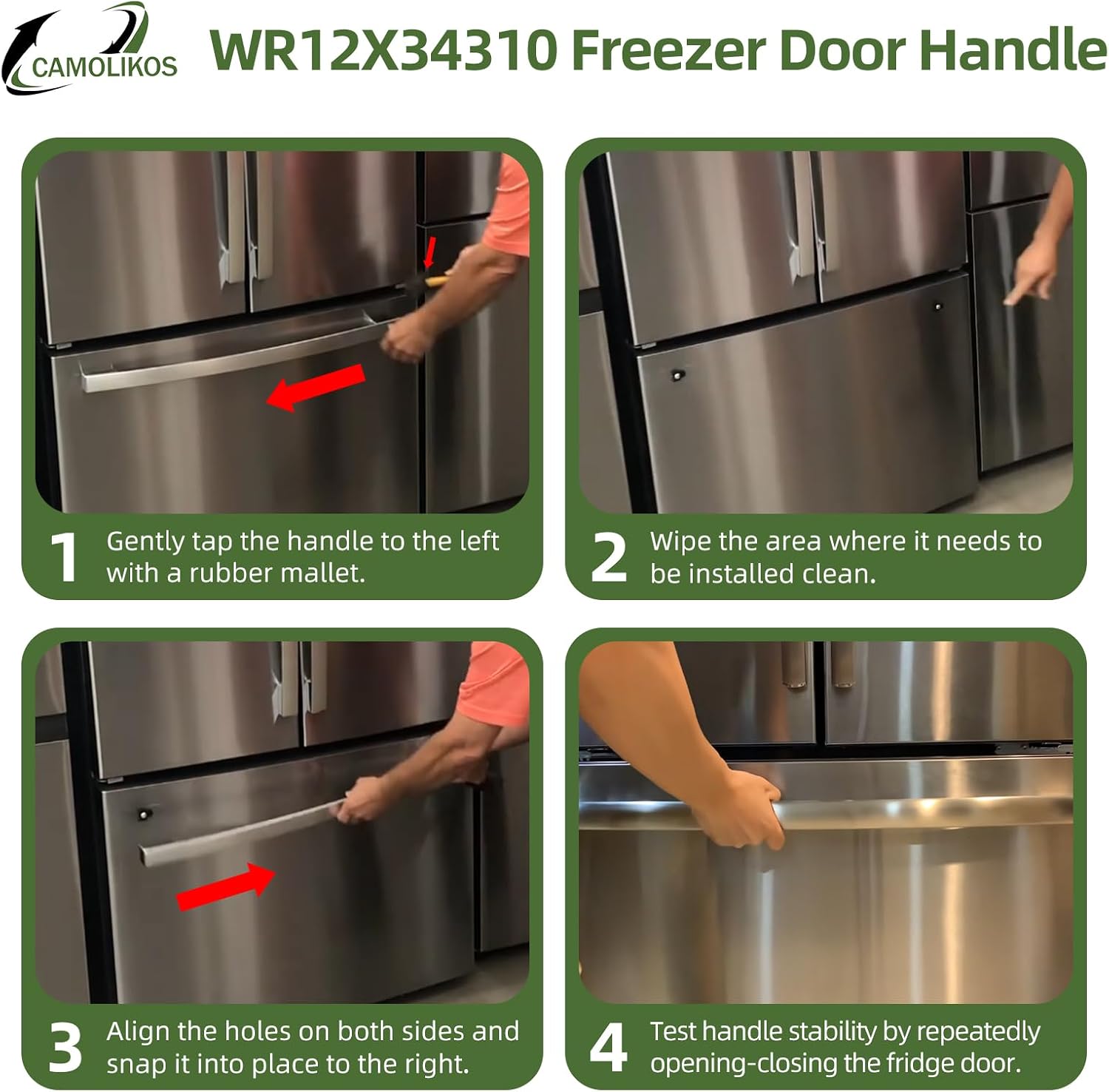 WR12X34310 Freezer Door Handle Stainless Steel Fits for GE Refrigerator