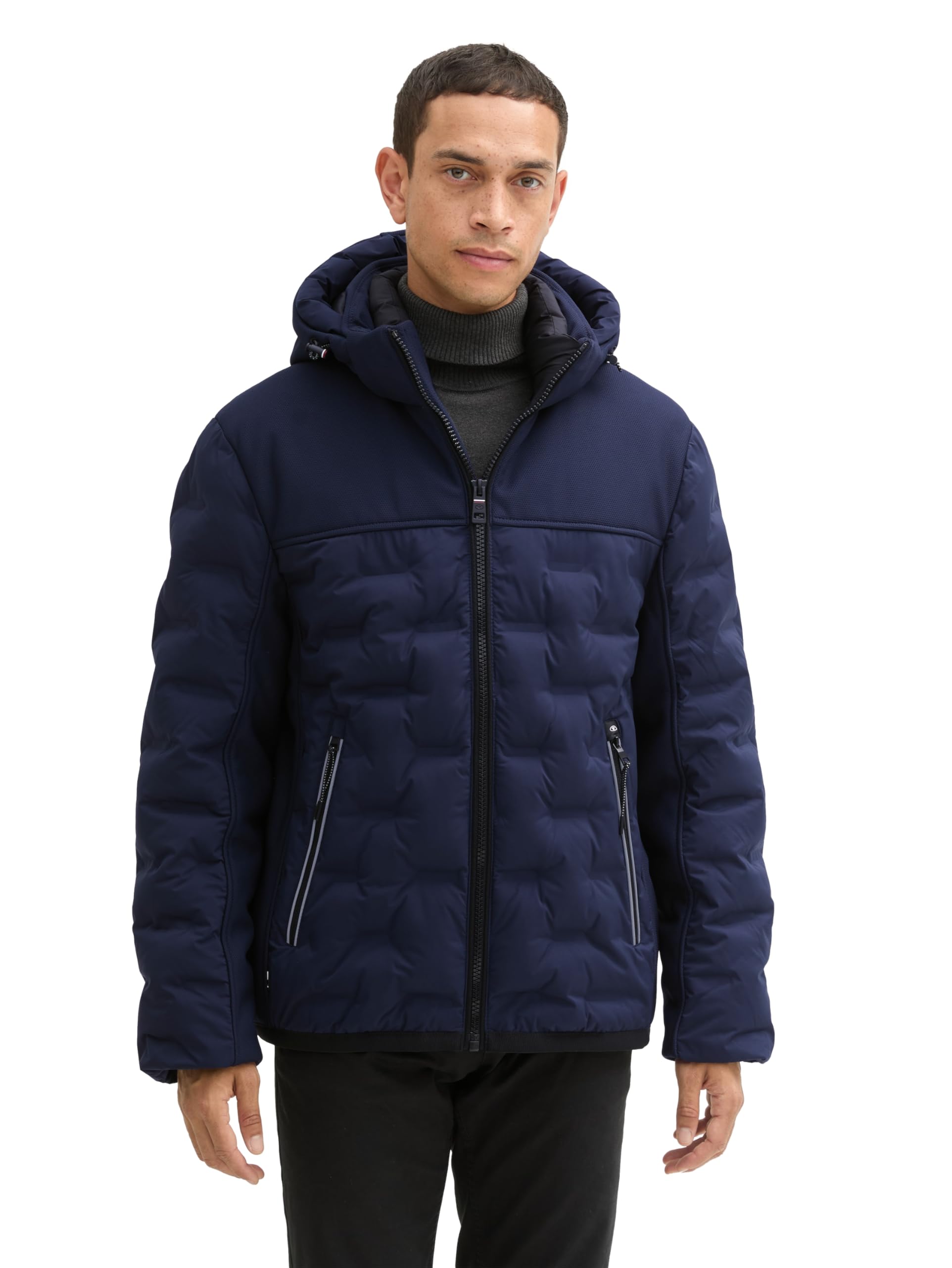 TOM TAILOR Herren 1041324 Hybrid Pufferjacke mit abnehmbarer Kapuze