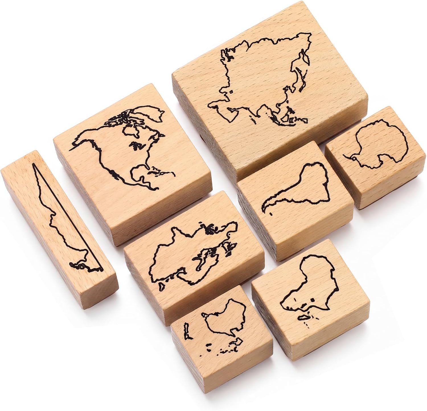 8 Pcs Continents Rubber Stamp Set Decorative Passport Style Stamps for Scrapbooking Journaling Card Making Travel Theme DIY Projects Gifts for Continent and Geography Lovers
