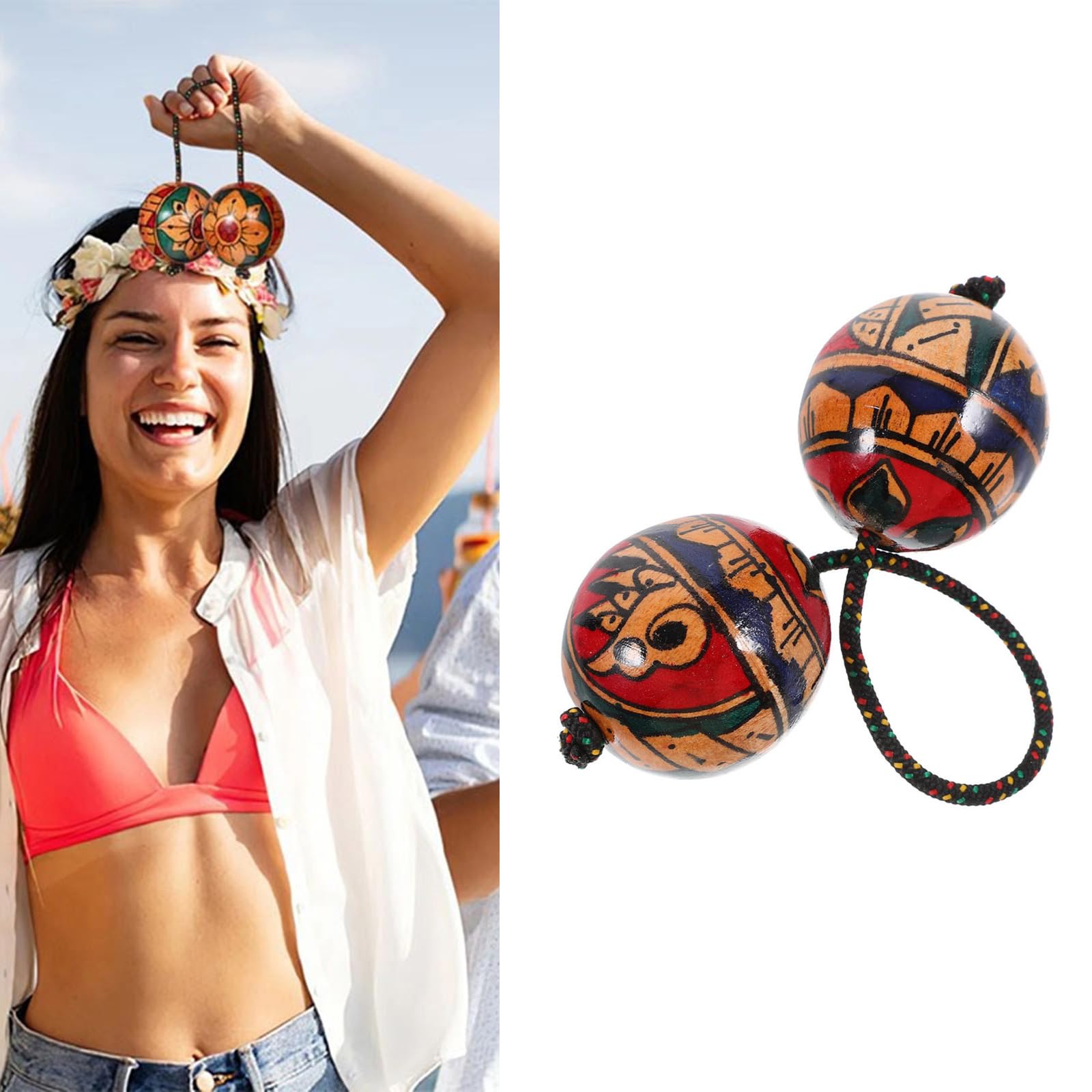 Aslatua africano de madera con forma de balón de arena, instrumento de ritmo, percusión, para estudiantes, adultos, principiantes, para estudiantes y adultos