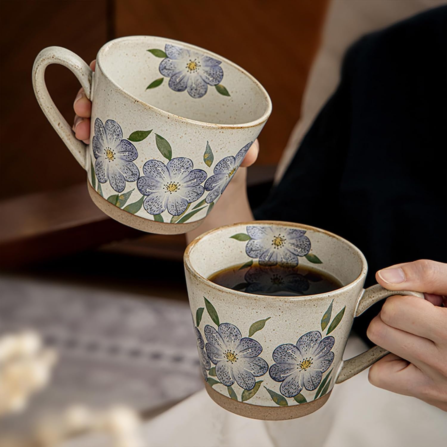 15oz Vintage Floral Ceramic Coffee Mug for Latte, Hot Tea image 5