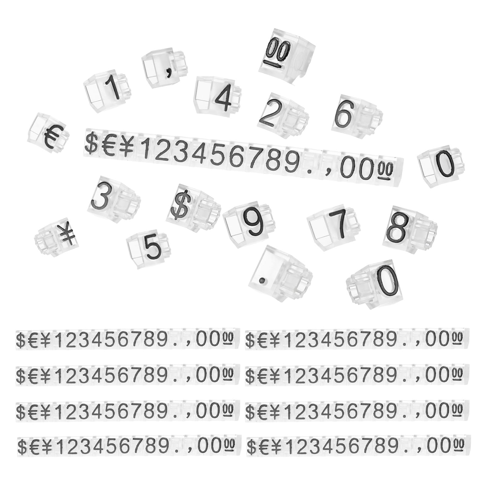 PATIKIL 3" x 0.24" Price Tag Cube,10 Set Plastic Adjustable Counter Stand Label Number Letter Price Block Kit for Jewelry Supermarkets Bakeries Retail Shop, Clear Black (Medium)