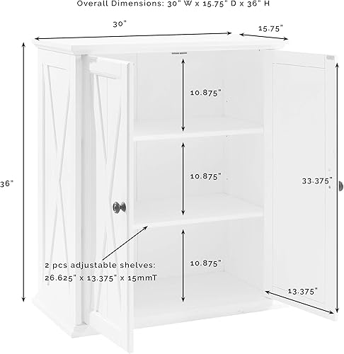 Miniatura 3 de Crosley Furniture Clifton - Armario de almacenamiento apilable para despensa con estantes, cocina, comedor o lavandería, color blanco envejecido