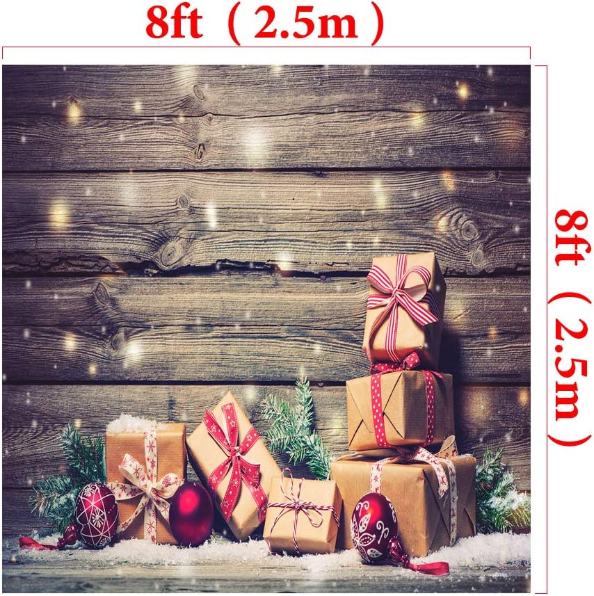 Top Rated Kate 7x5ft Christmas Backdrop Brown Wooden Board Photography Background Glitter Snow Photo Backdrop