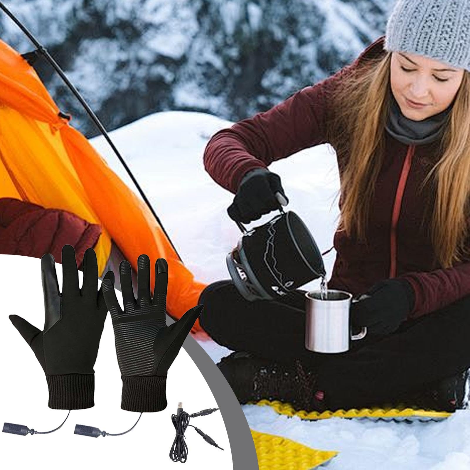 LAFANDE Heated Gloves - Electric, Rechargeable, Waterproof Winter Warming Gloves for Men/Women, Touchscreen, Outdoor Work, Ski, Snowboard