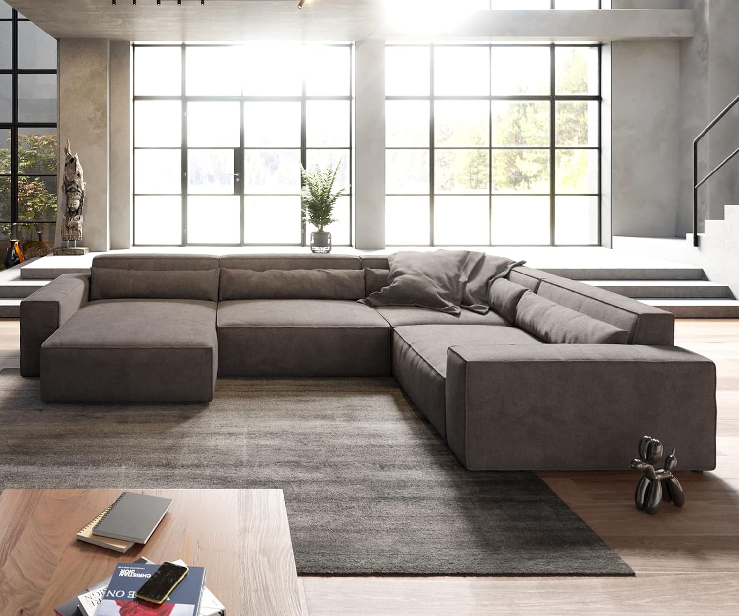 INLENDISH Roset Velvet 8 Seater U-Shape Sofa | Comfortable Living Room | Luxurious Sofa - Dark Grey - Review, Price and Buying Guide