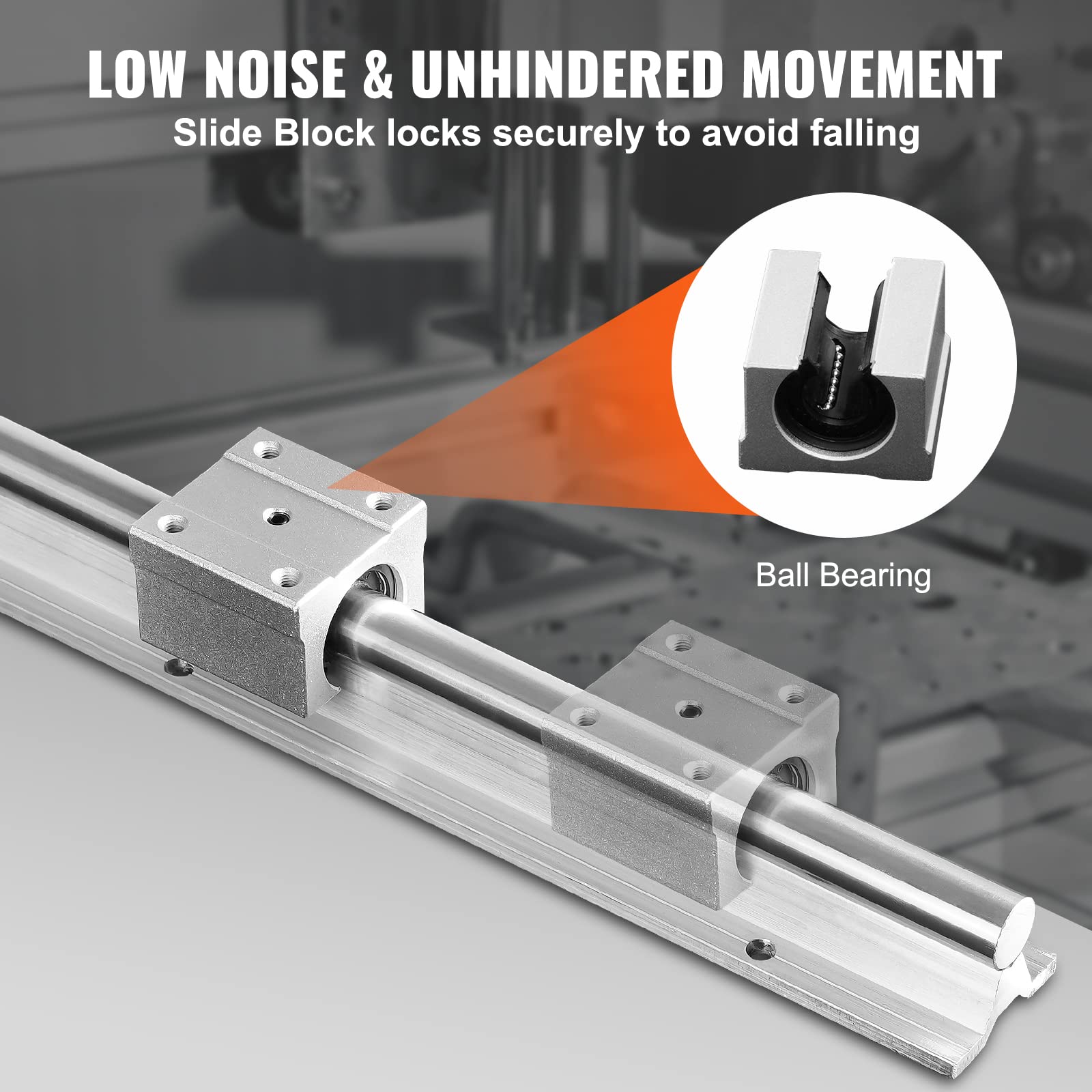 VEVOR Set di Guide Lineari, SBR16 2000 mm, 2 Guide Lineari SBR16 da 78,7 pollici/2000 mm e 4 Blocchi di Scorrimento SBR16UU, Guide Lineari e Kit Cuscinetti per Macchine Automatizzate CNC