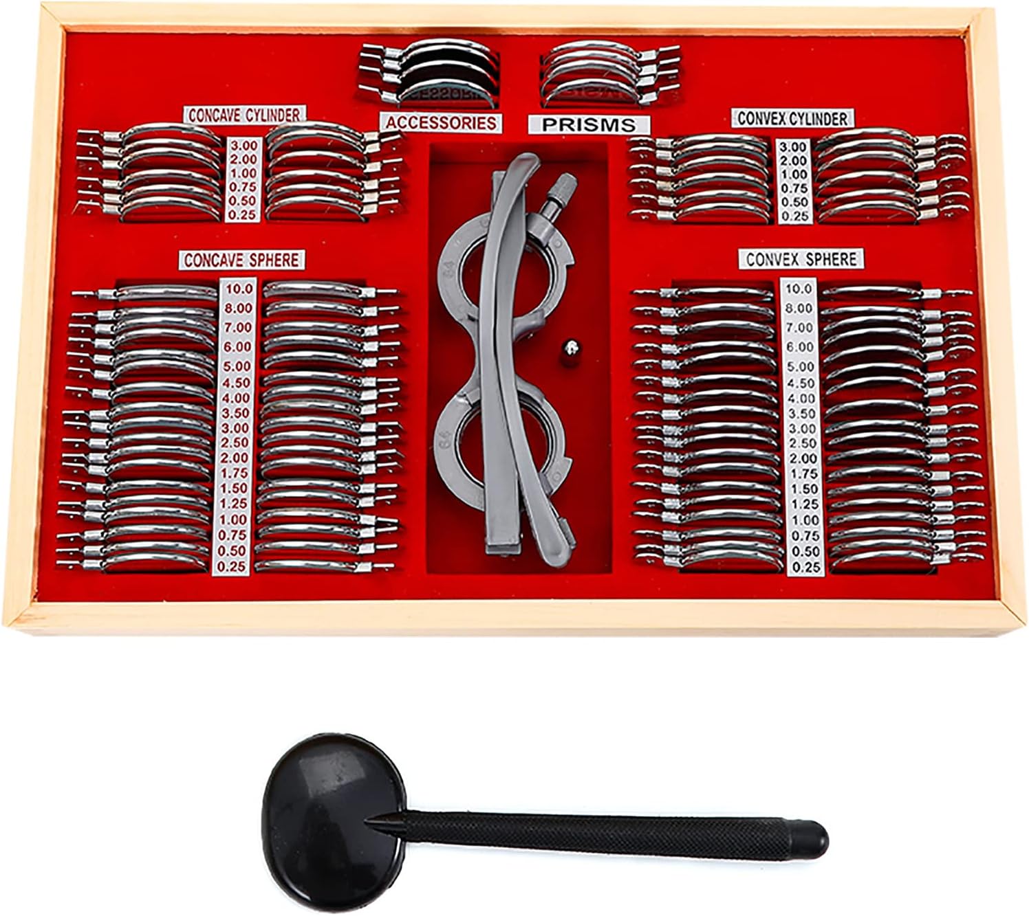 104PCS Optical Trial Lens Set, Optometry Kit Professional Optic Trial Eye Optometry Lens Set, Metal Frame Aluminum Shell Trial Frame Optometry Accessories for Vision Screening, Physical Examination