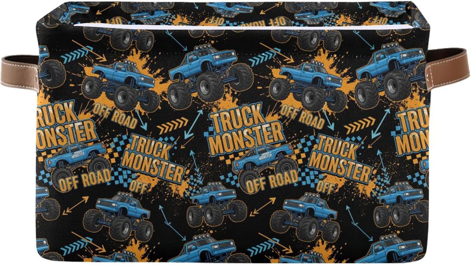 Emelivor Truck Cool Black Storage Basket Bins Foldable Decorative Storage Box Laundry Hamper Baskte Storage for Pet Books Clothes Makeup Closet Office,1 pcs