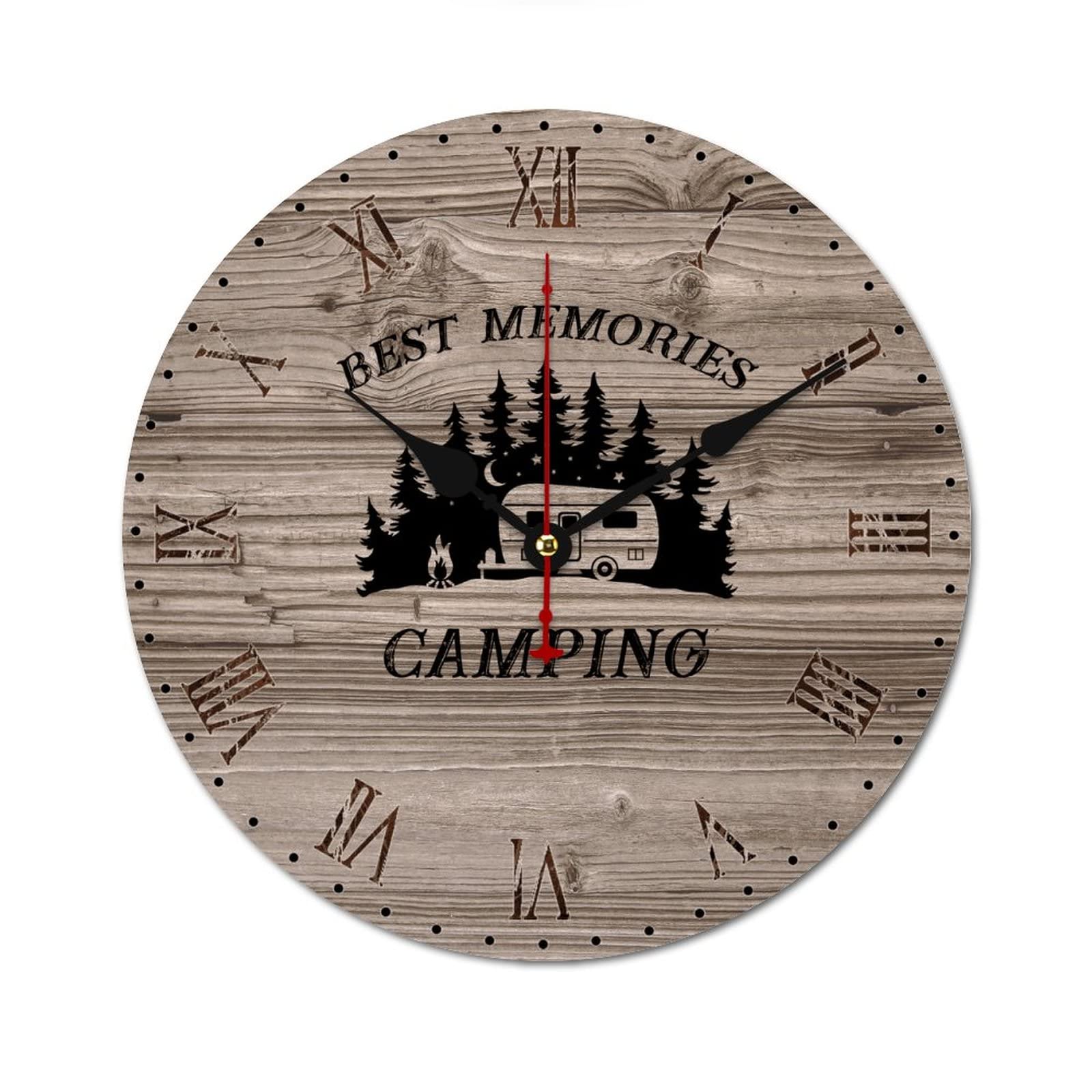 Horloge murale rustique vintage pour camping Best Memories figez vos plus beaux souvenirs de voyage