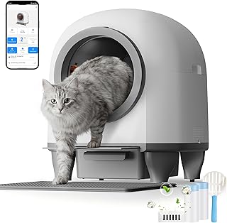 TRIUMPHKEY selbstreinigende Katzentoilette, automatisches Katzenklo mit mehrfachem Schutz, APP-Fernüberwachung, elektrisches Katzenklo XXL mit Geruchsneutralisierung und einfacher Reinigung