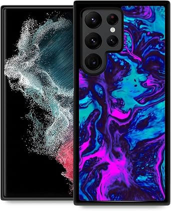 ZHEGAILIAN Compatible with Samsung Galaxy S22 Ultra Case,Non-Slip Soft TPU Bumper Shockproof Protective Case Compatible with Samsung Galaxy S22 Ultra 6.8 inch for Women-Purple-Blue Quicksand Marble