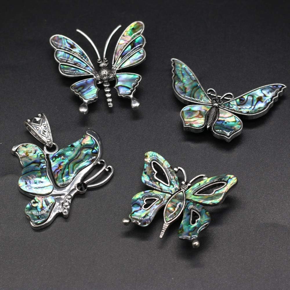 Natural Abalone Shell Pendant & Brooch, Butterfly Gemstone Seashell Abalone Shell Charm Sliper Shell Brooch for DIY Necklace Jewelry Making Women Gift (Random 2 Pcs) - Image 7