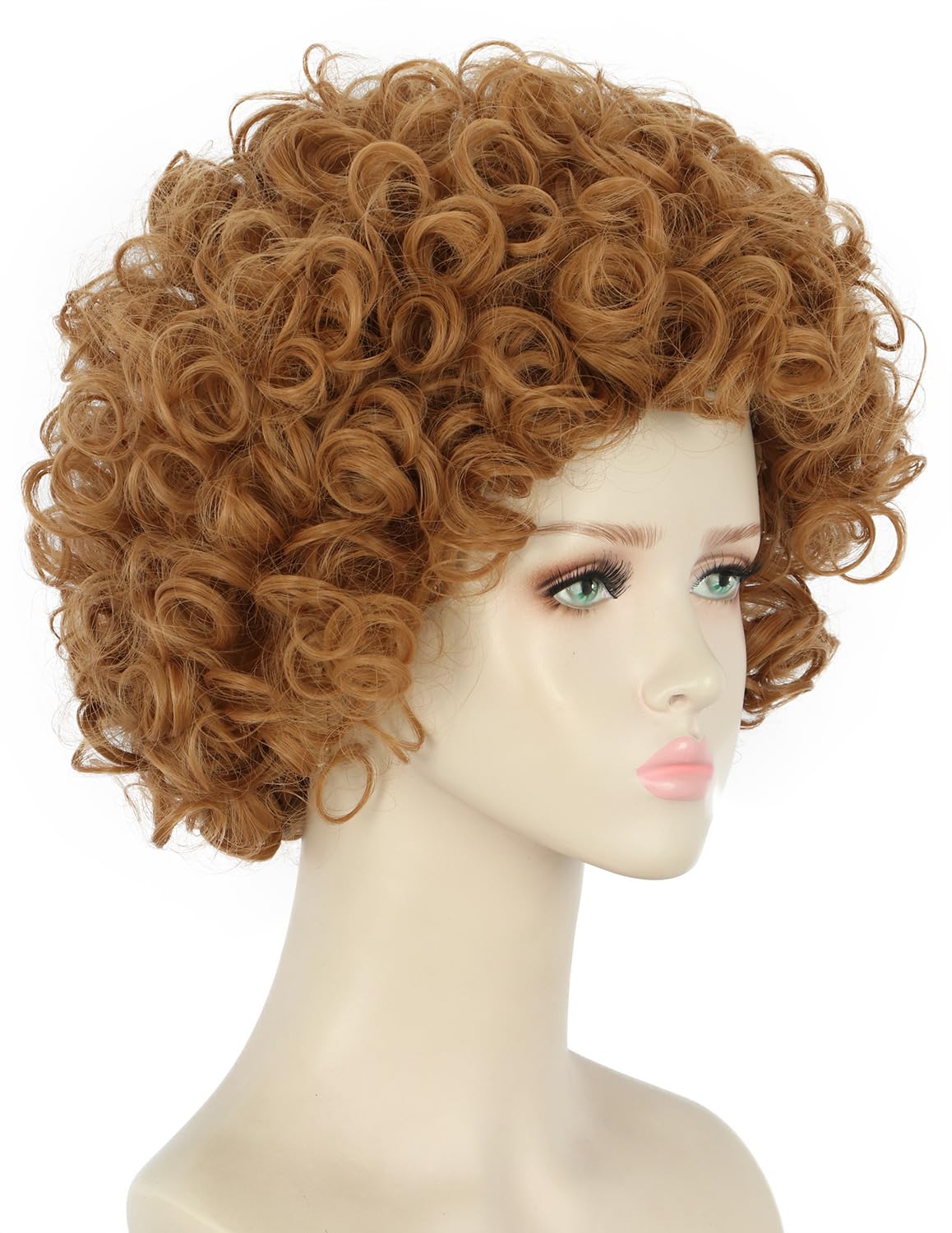 Yuehong Women Short Curly Light Brown Wig Anime Cosplay Costume Hair Heat Resistant Synthetic Fibers Soft Durable Breathable Wig - Image 3