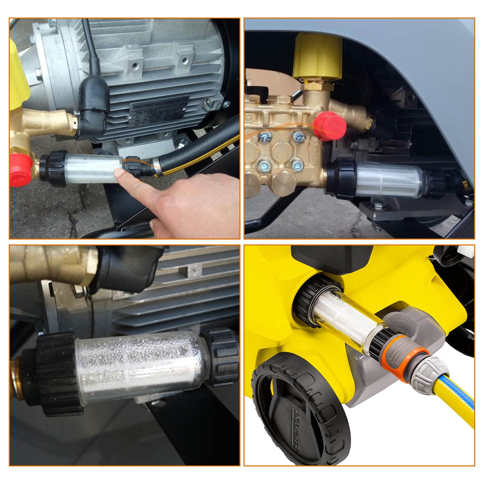 Filtro de Agua Hidrolimpiadora Incluye con 4 Inserto de Filtro y 2 Rápidos Adaptadores Filtro de Agua para Lavadora a Presión, para Todas Las con Conexión de Agua de 3/4 Limpiadora a Presion
