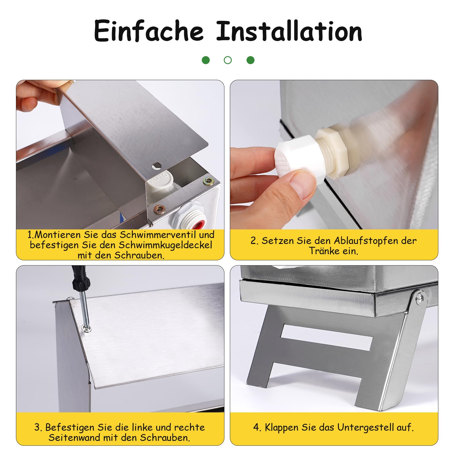 Hühnertränke 9 Liter Edelstahl Automatische Hühnchen Wasserer Automatische Geflügel Wasserer Spender Mit Float Ventil Und Bein Große Kapazität Metall Hühnchen Wasser Für Hühnchen Ente Taube Gans