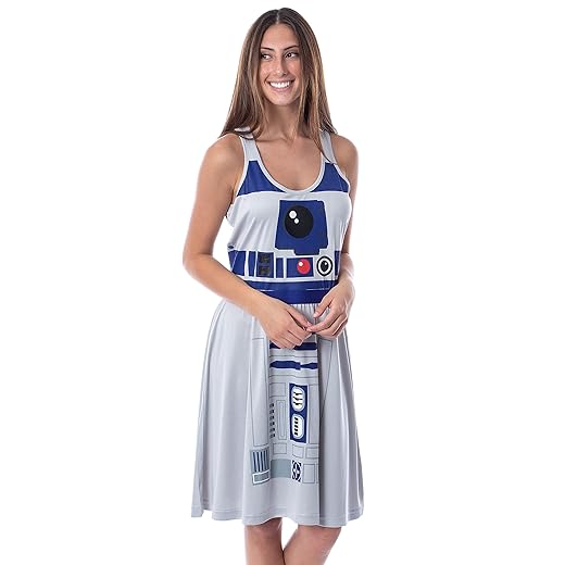 Star Wars Damen R2-D2 Droid Racerback Pyjama Nachthemd Kostüm Kleid