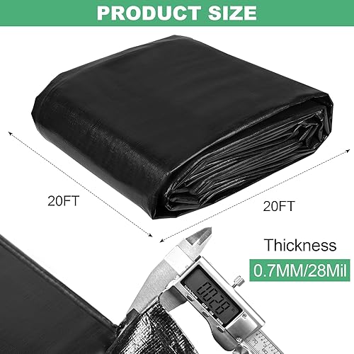 Miniatura 8 de MYFAMIREA Revestimiento de estanque de 20 x 25 pies, revestimiento de estanque preformado de polietileno de 28 mil con 18 ojales de borde