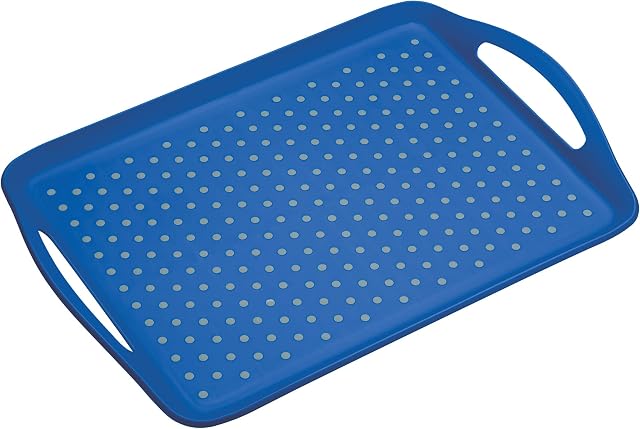 Colourworks CWANTISLIPBLU Non Slip Serving Tray, Plastic, Blue, 41 x 28.5cm