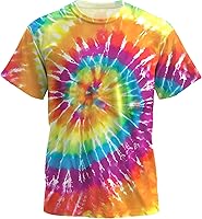 Men's Hippie Tie Dye Short Sleeve T-Shirt for Seniors - Soft Stretchy Casual Tee ZAMKDXFQ