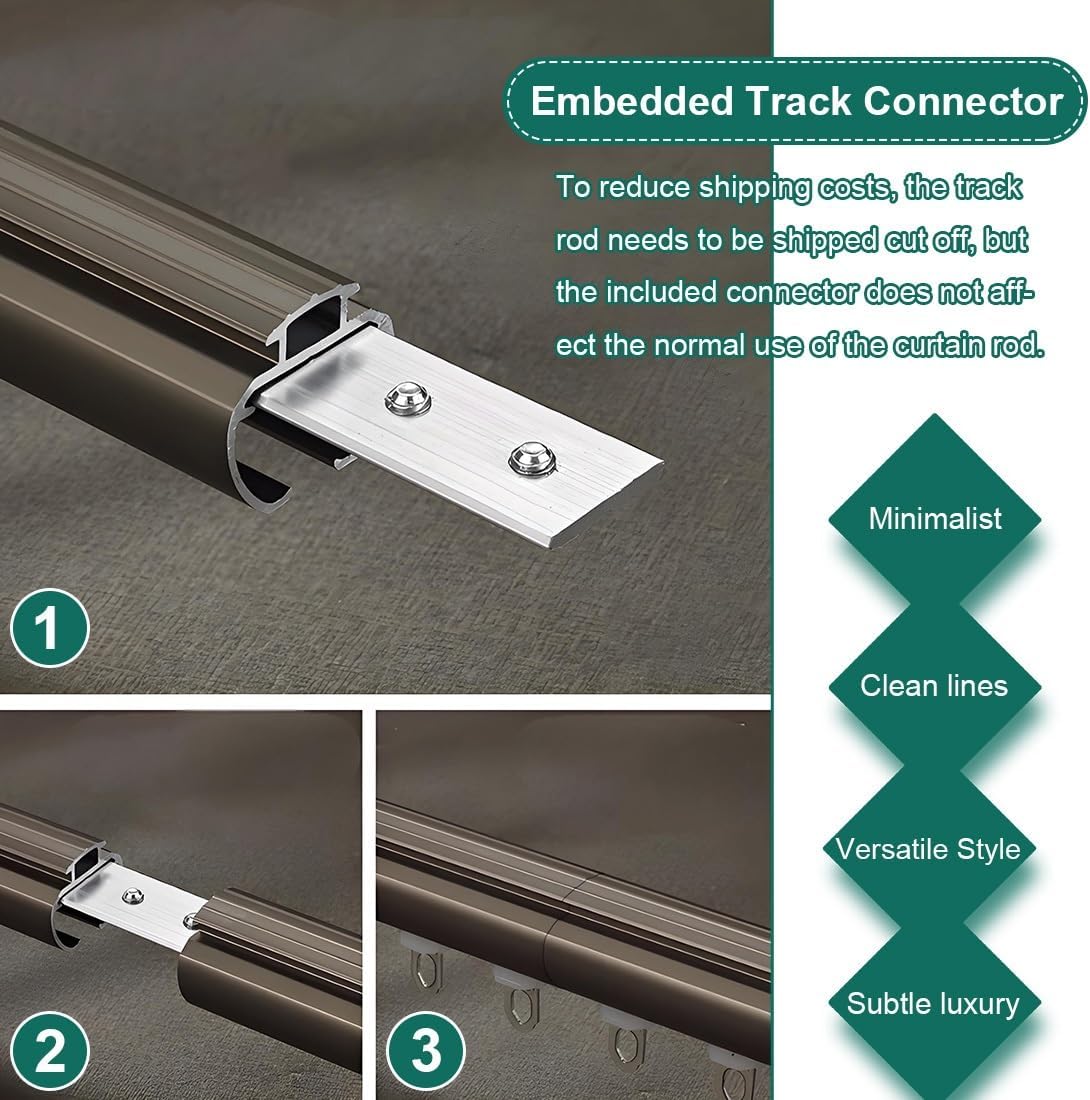 Double Rod for Windows Curtain, Metal Decorative Drapery Rods, Indoor Room Divider Rails Rod System for Bedroom/Bathroom/Door, Heavy Duty, Black, 3.3ft-13ft(Black,320cm/10.5FT)