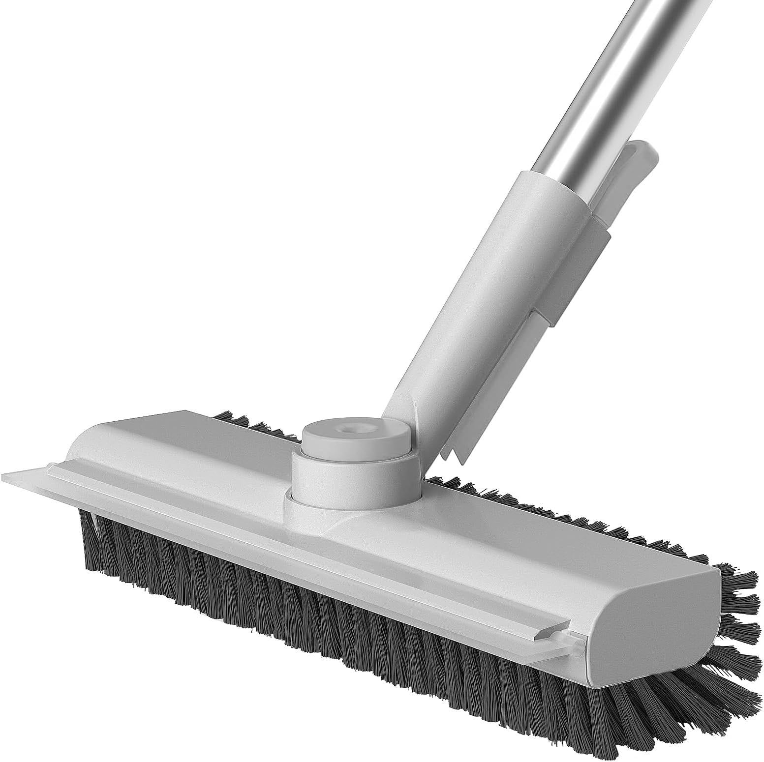AIR U+ Floor Scrub Brush with Long Handle, 3 in 1 Scrape and Heavy-Duty Stiff Bristle Scrubber Brush for Cleaning Shower Bathroom, Patio, Garage, Kitchen, Wall and Deck