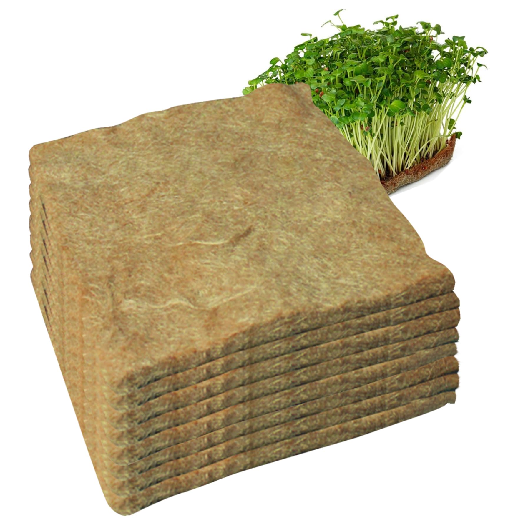 8Pcs grass seed mat,Growing Mat Microgreen Growing Kit 10″×10″ Wheatgrass Seed Sprouting Starter Mat Hemp Fiber Grow Tray Hydroponic Jute Pads Indoor Organic Production for Germination Sprouts