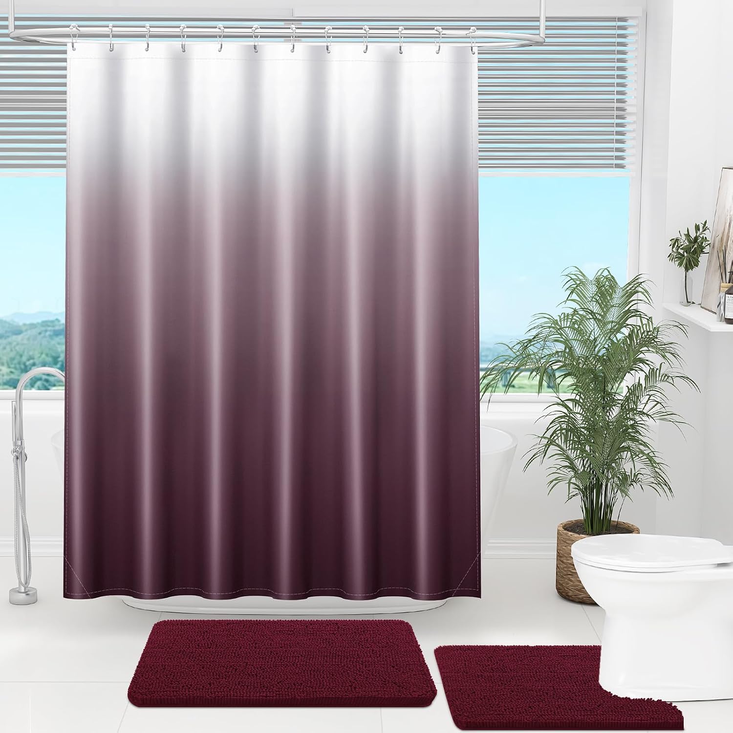 OLANLY Luxury Shower Curtain Set 72x72, Waterproof and Washable, 12 Hooks image 2