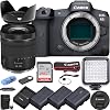 Camera Bundle for Canon EOS R5 Mirrorless Camera with RF 24-105mm f4-7.1 is STM Lens, 3 Batteries, LED Light, 256Gb High Speed Memory Card Accessories Kit