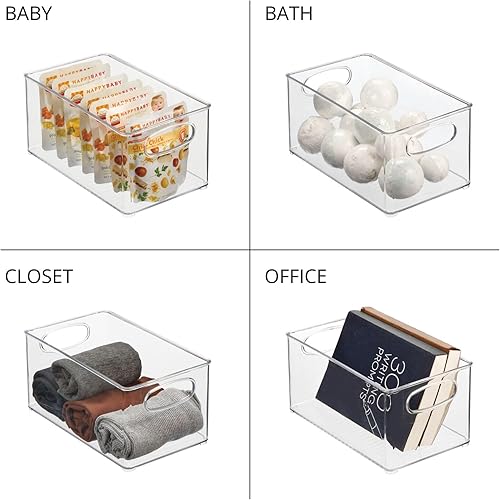 Miniatura 5 de mDesign Plastic Kitchen Organizer - Storage Holder Bin with Handles for Pantry, Cupboard, Cabinet, Fridge/Freezer, Shelves, Counter - Holds Canned