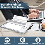 HPRT Inkless Imprimante portable sans fil pour le voyage, Supports d'imprimante thermique 8.5" x 11" US Lettre&A4&A5, compatible avec iOS,Android, Ordinateur portable, MT610 Pro,300 DPI,blanc