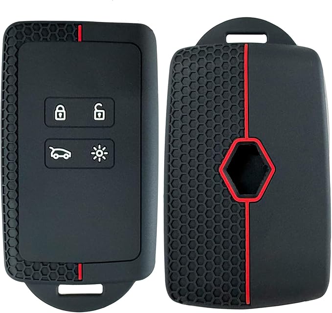 ERMWALR 2-stuks Autosleutel Volledige Cover Fit voor Renault Clio Megane Koleos Kadjar Talisman Captur Espace Dacia Duster 4 Knoppen Keyless Smart Card Case met Sleutelhanger