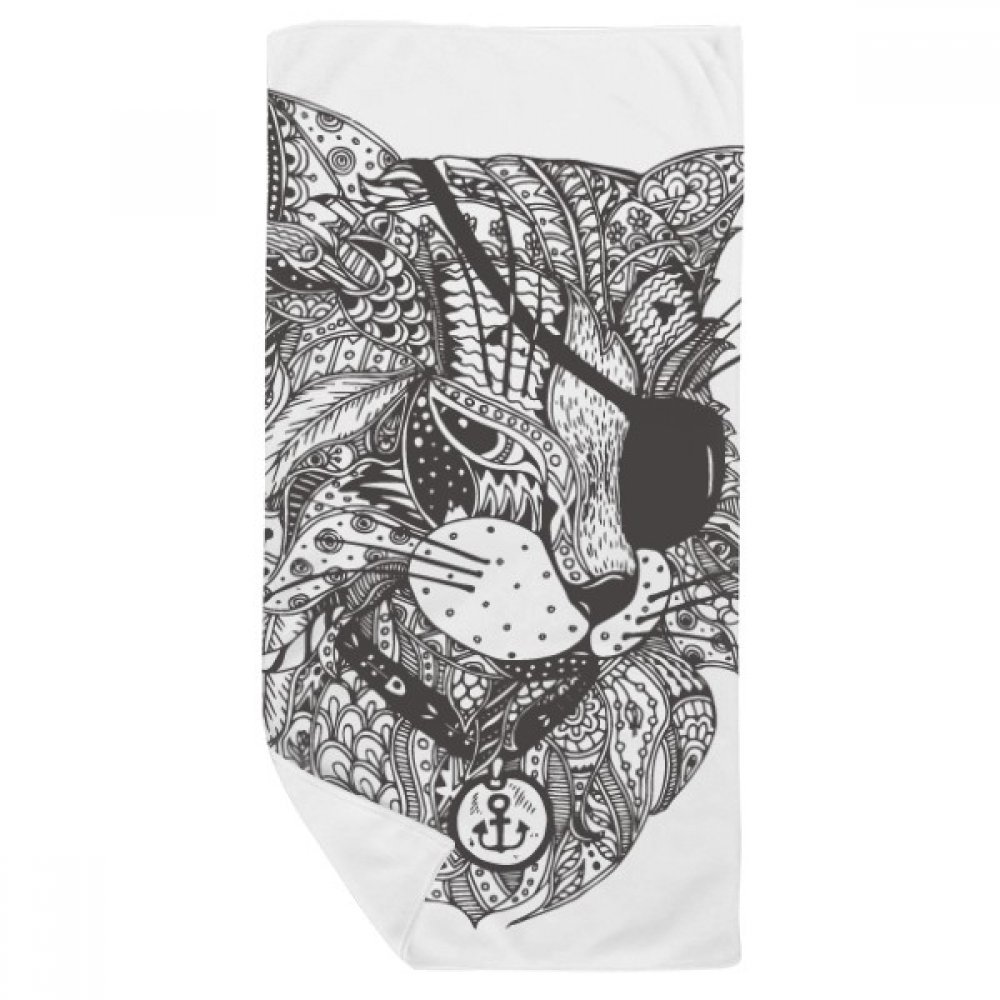 Serviette de bain chat humain douce gant de toilette 35x70cm