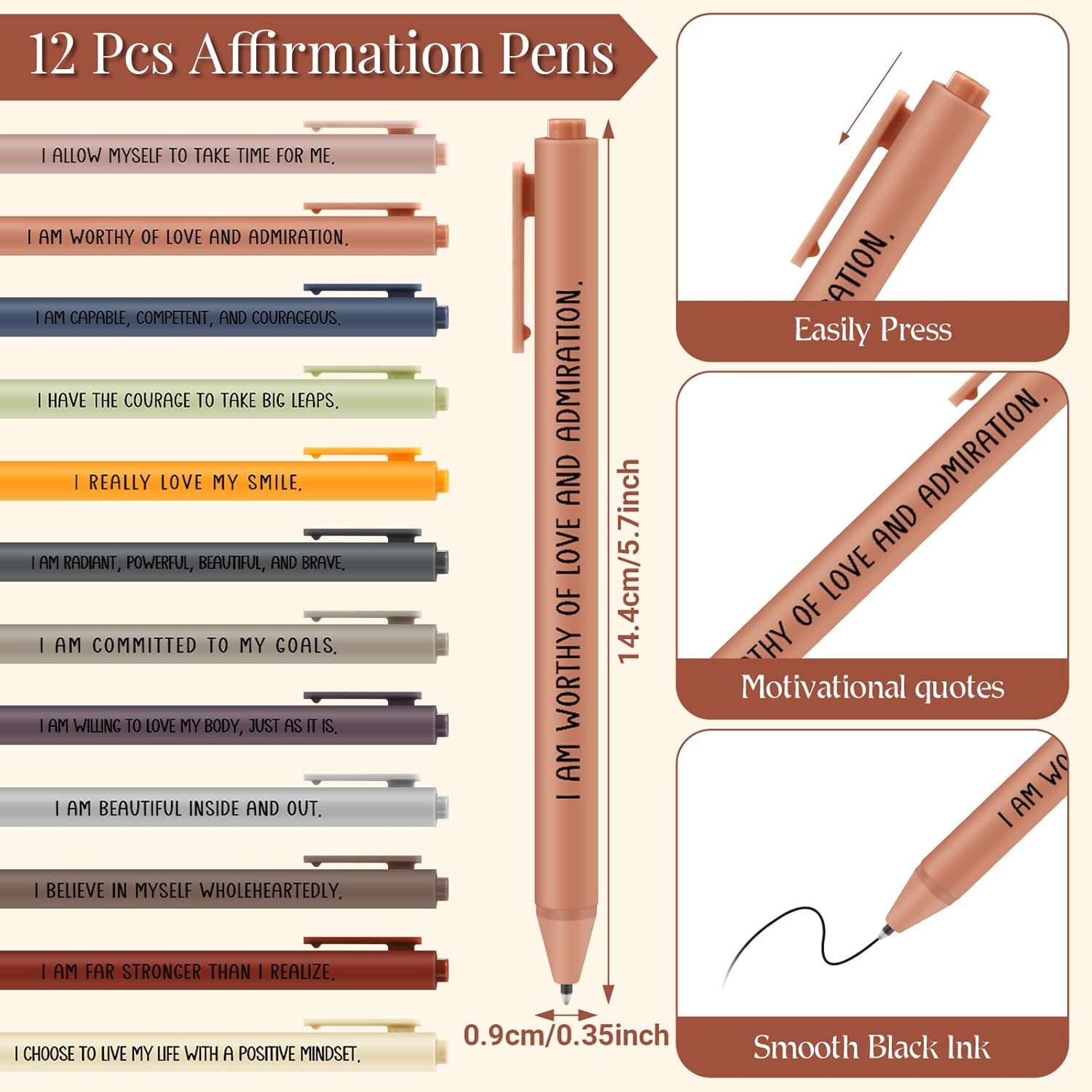 Kosiz 24 Pcs/12 Set Positive Affirmation Gifts Gratitude Spiral Notebooks with Pens Motivational Encouragement Notepads Daily Affirmations Journal for Women Valentine Galentine Gifts (Vibrant) - Image 3