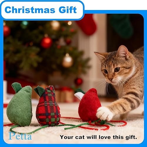 Miniatura 2 de Juguete de Navidad para gatos Skitter Critters Catnip Ratones Gatos Juguetes, verde, 4 piezas PC404-1