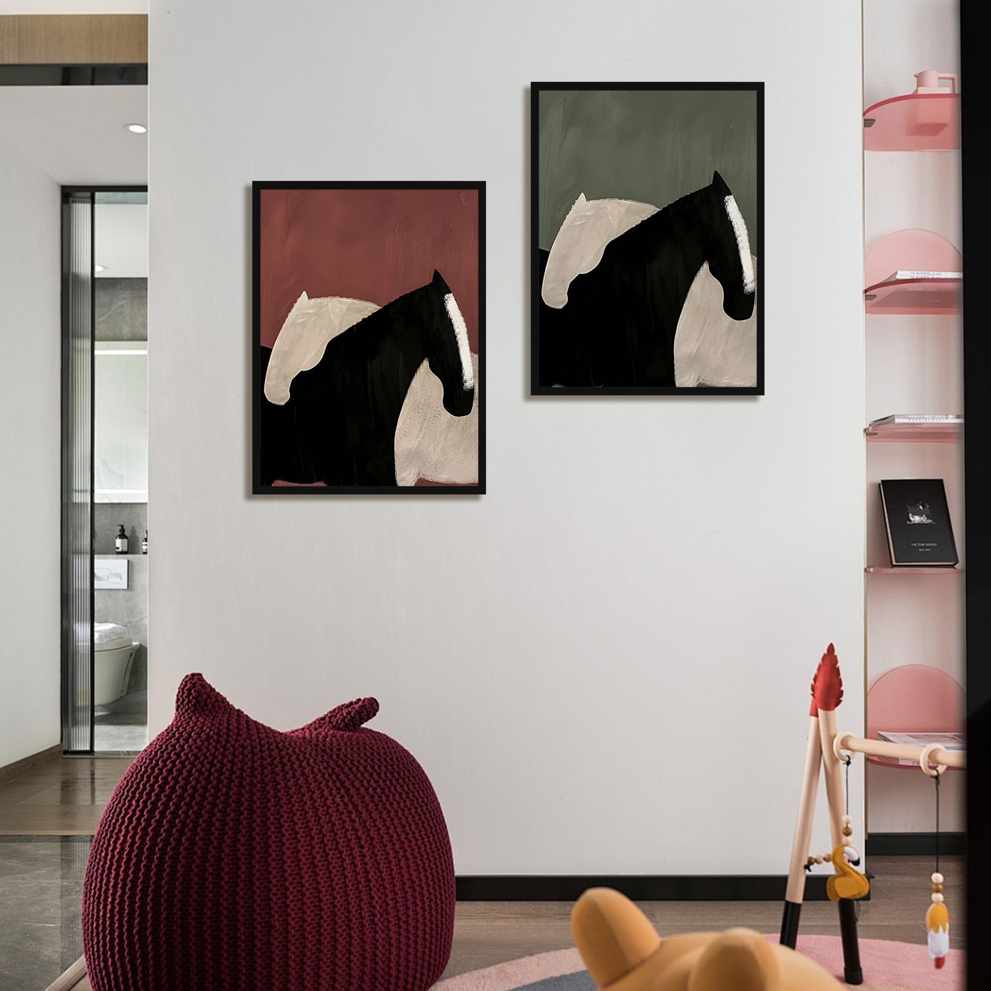 Amazon.co.jp: フレーム入りヴィンテージ馬キャンバスウォールアート2