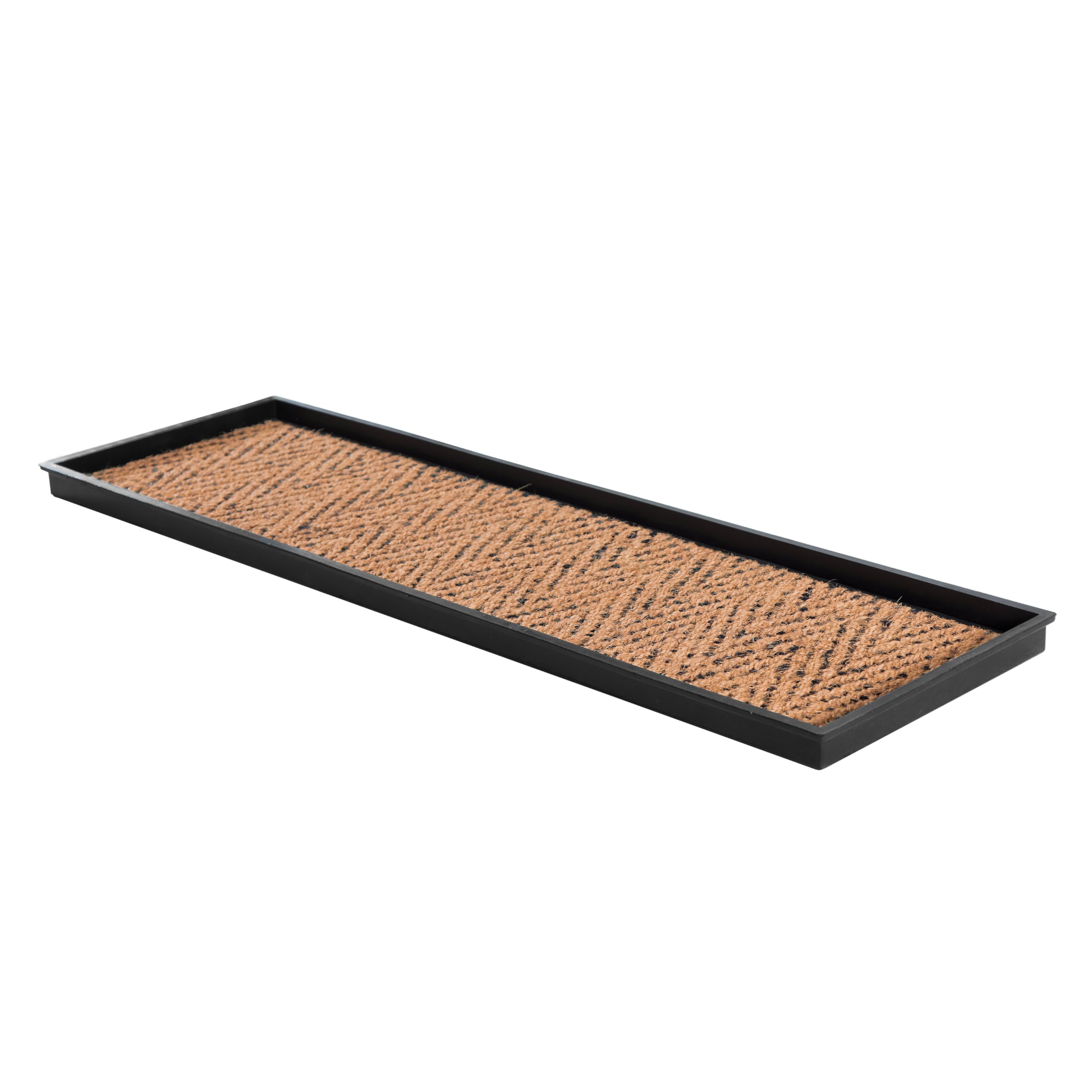 Anji Mountain AMB0BT4F-003 Black Rubber Boot/Shoe Tray with Coir, Fits 4 Pair (46.5" Wide), Tan & Black Insert