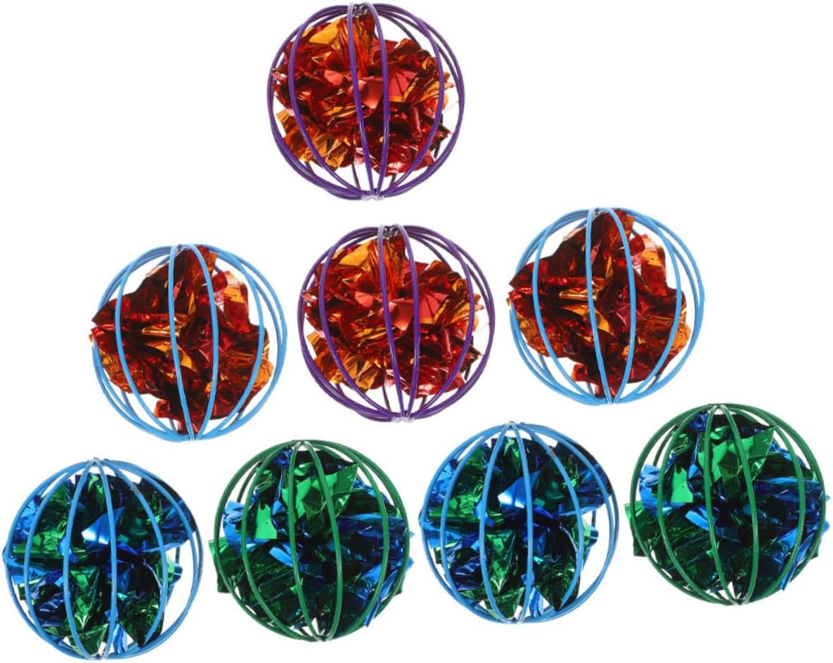 TOYANDONA 8pcs Interactive Crinkle Ball Cat for Indoor Play Vibrant Colorful Kitten Chase and Pounce Balls Safe Material Household Cat Entertainment