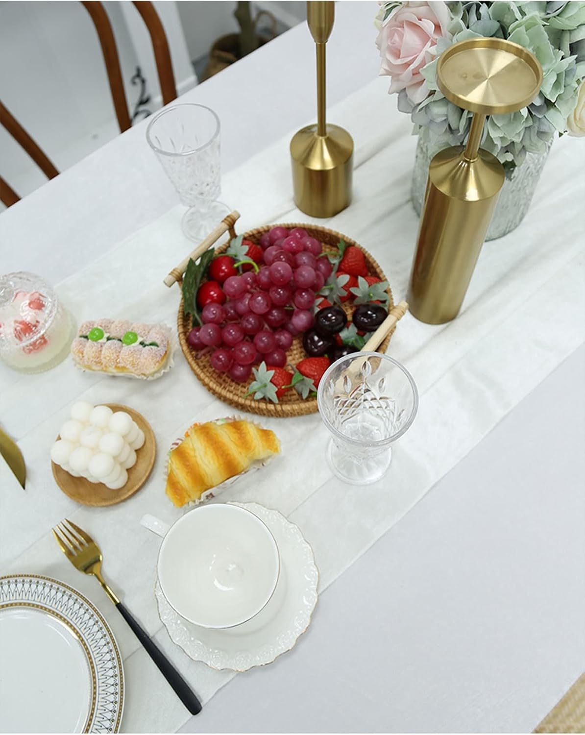 Table Runner Decoration,28" x 118",Solid Color Table Runner Polyester Kitchen Table Runner Beige