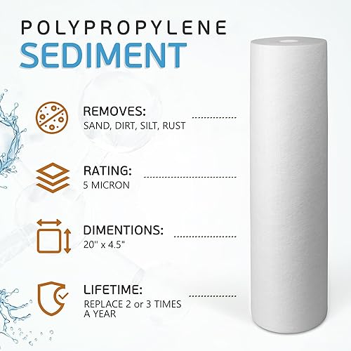 Miniatura 10 de Ronaqua Cartucho de filtro de agua de repuesto de sedimentos grandes de 10 x 4.5 pulgadas, 5 micras, certificado NSF, para toda la casa, compatible